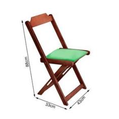 Imagem de Conjunto De Mesa Dobravel De Madeira 60x60 Com 4 Cadeiras Imbuia Estofado Verde