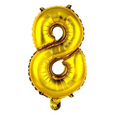 Imagem de Balão Metalizado Número 8 Ouro 16" (40cm) - Mundo Bizarro