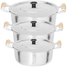 Imagem de Jogo 3 Panelas Caçarolas de Alumínio Polido N° 28, 30 e 32