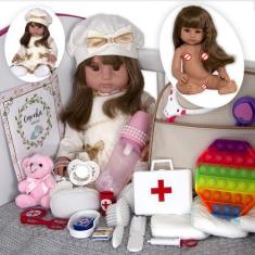 Imagem de Bebe Reborn Realista Princesa Grande 100% Silicone 20 Itens - Cegonha