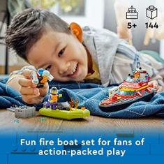 Imagem de Lego City Fire Rescue Boat 60373, Brinquedo Flutua Na Água, Wit