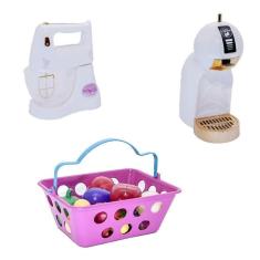 Imagem de Kit Cozinha Menina Infantil Brinquedo Batedeira 15Peças