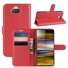 Imagem de Capa para Sony XA3 Ultra, capa carteira flip de couro PU premium com compartimento para cartão, suporte e fecho magnético [capa interior à prova de choque de TPU] Compatível com Sony XA3 Ultra