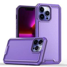 Imagem de Estojo fosco à prova de choque Armor para iPhone14 PULS 13 12 11 Pro Max Rubber de duas cores rígido para PC anti-queda escudo protetor, roxo, para iPhone12