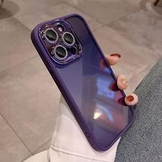 Imagem de Estojo rígido transparente luxuoso Hybrid Armor Glitter Diamond para iPhone 14 Pro Max 13 12 11 Chapeamento Tampa de proteção de lente de câmera, roxo, para iPhone 14