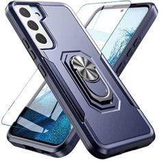 Imagem de SUEJIA Capa para Galaxy S22 Plus 5G com protetor de tela de vidro temperado, híbrida, fina, durável, à prova de choque, anel magnético com suporte para carro para Samsung Galaxy S22 Plus 5G de 6,6