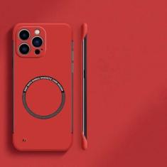 Imagem de Capa de telefone magnética sem moldura ultrafina e rígida para PC para iPhone 15 14 Pro Max 13 12 Mini 11 Pro Max Capa sólida de cor fosca, vermelha, para iPhone 11 Pro