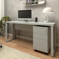 Imagem de Mesa Escrivaninha Industrial 150cm Gaveteiro Clean Pés Metal - F5 Offi