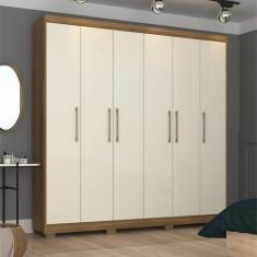 Imagem de Guarda-Roupa Casal 6 Portas Com 6 Gavetas Sevilla Nature/Brisa - Vila