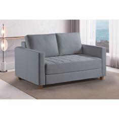 Imagem de Sofa Cama Casal Marcelle 2 Lugares 150cm Linho Pe De Madeira Prata