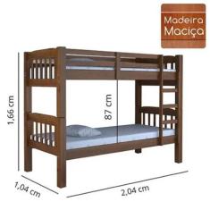 Imagem de Beliche Madeira Maciça Com Proteção - Castanho - Digo.Casa