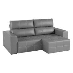 Imagem de sofá 5 lugares retrátil e reclinável roma couro preto 284 cm