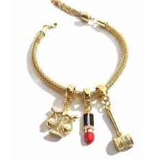 Imagem de Pulseira Direito Justiça Batom Malhete Folheado 18k