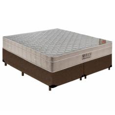 Imagem de Cama Box Queen Bipartido Suede + Colchão Ortobom Airtech Molas Ensacadas 158x198x65 Marrom