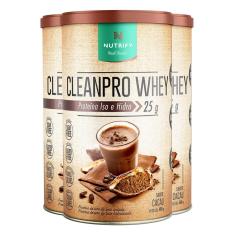 Imagem de Kit 3 Clean Pro Whey Hidrolisado Cacau Nutrify 450G