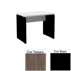 Imagem de Mesa de Escritório Pé Painel Pe25 em Mdp 90 x 60 cm Cor Walnut e Base Preta