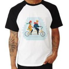Imagem de Camiseta Raglan Casal Bicicleta - Foca Na Moda