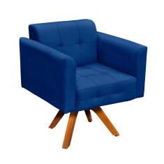 Imagem de Kit 02 Poltronas Giratória Elisa e 01 Puff Suede Base Madeira MM30 D'Rossi