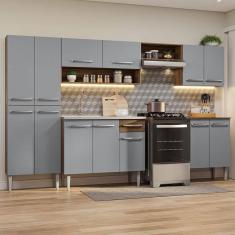 Imagem de Armário De Cozinha Completa 293cm Com Pia Rustic/cinza Emilly Madesa 08 Rustic/cinza