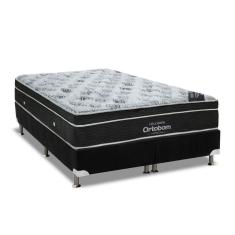 Imagem de Cama Box King: Colchão Molas Bonnel Ortobom Nanolastic Exclusive Pilow + Base Suede Black(193X203)