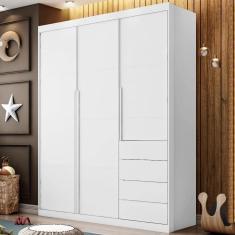 Imagem de Guarda Roupa 3 Portas e 4 Gavetas Pérola Branco Phoenix Baby