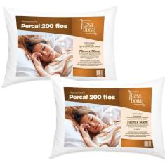Imagem de Kit 2 Travesseiro Percal 200 Fios Siliconada Sono Tranquilo Casa Dona