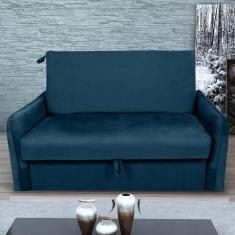 Imagem de Sofá Cama 2 Lugares Com Baú Fabian Veludo Azul