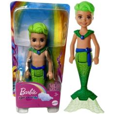 Imagem de Mini Boneco Colecionável Menino Boy Tritão - Verde - Chelsea Club - Família Da Boneca Barbie Sereia Dreamtopia - Mattel