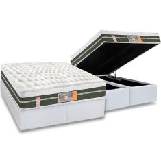 Imagem de Cama Box Baú King: Colchão Molas Castor Bonnel Silver Star Air + Base crc Courano White(193x203)
