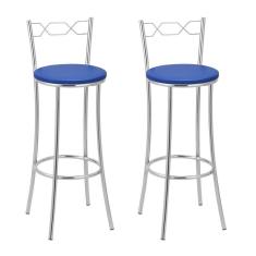 Imagem de Kit 2 Banquetas Cromadas Bc51-a A103 Cromado/Azul