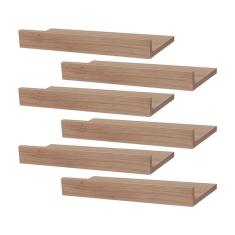 Imagem de Kit 6 Prateleiras Porta Quadros 40 x 10cm Carvalho Suporte Invisível