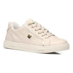 Imagem de Tênis Feminino Pegada 211101 Couro Burnish Linho E Dourado