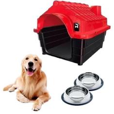 Imagem de Casinha Pet Cães N4 E 2 Comedouro Chalesco Antiderrapante - Mecpet