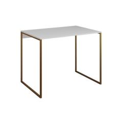 Imagem de Mesa Para Escritório Industrial Base Ferro Dourado Tampo Mdp Branco 11