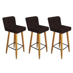 Imagem de Kit 03 Banqueta Alta Com Encosto Lana Cozinha Balcão Bistrô Pé Palito 