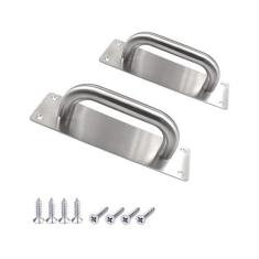 Imagem de QLQWDNDY Pacote com 2 puxadores de porta de empurrar puxador de porta de celeiro de aço inoxidável resistente de 20 cm para armário de galpão de banheiro porta de garagem com parafusos de montagem,