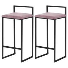 Imagem de Kit 2 Banquetas Decorativa Jasmine Base  Veludo Rosê