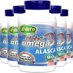 Imagem de Kit 5 Ômega 3 Alpha Óleo de Salmão 1200mg 90 cápsulas Unilife