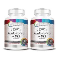 Imagem de 2X Ferro + Ácido Fólico + Vitamina B12 500Mg 60 Caps - Flora Nativa Do
