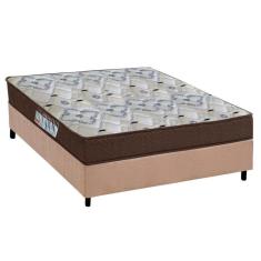 Imagem de Cama Box Casal: Colchão Anatômico Ortobom D45/Ep Fort Tech Iso 150 + Base Crc Suede Clean(138X188)