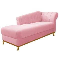 Imagem de Recamier Vanessa 140cm Lado Esquerdo Suede Rosa Bebê- Doce Sonho Móvei