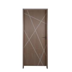 Imagem de Kit Porta De Madeira 62 X 2.10 Friso Agatha Bat. Misto 14cm Fech. Ext Rosê Lado Direito - Hale