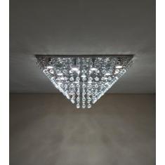 Imagem de Lustre De Cristal Para Sala/ Hall/ Salão Com 40Cm De Altura, Base De Inox Espelhado 70X70cm