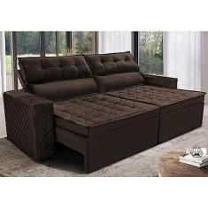 Imagem de Sofá Retrátil e Reclinável 2,30m Cama Inbox Charm Velusoft Café