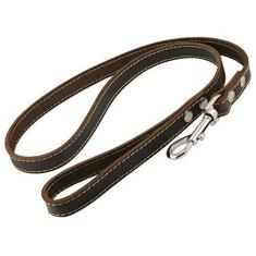 Imagem de Coleira clássica para cães de couro grosso legítimo 1,9 cm de largura 1,9 m, média, grande