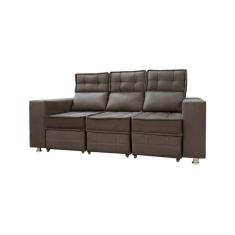 Imagem de Sofá Retrátil E Reclinável 3 Lugares Londres 1.90cm Com Molas Suede Speciale Home Marrom