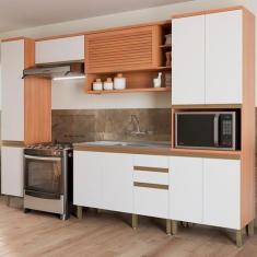 Imagem de Cozinha Completa Macadâmia 10 Portas 3 Gavetas Freijó/Branco 914428 -