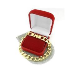 Imagem de Pulseira Masculina 22cm 1cm Largura Folheada Ouro PL207