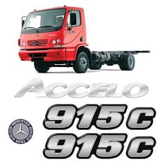 Imagem de Kit Emblema Mercedes Benz 915 C Accelo Logo Adesivo Resinado