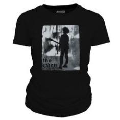 Imagem de Camiseta feminina 100% algodão DASANTIGAS estampa The Cure em serigrafia.